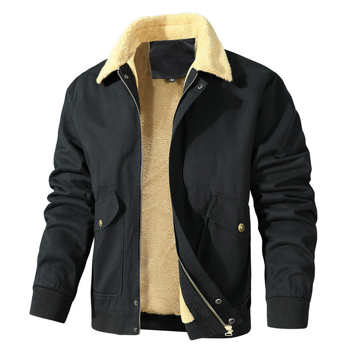 Men's canvas blouson with full sherpa lining and shirt collar Mune Fashion