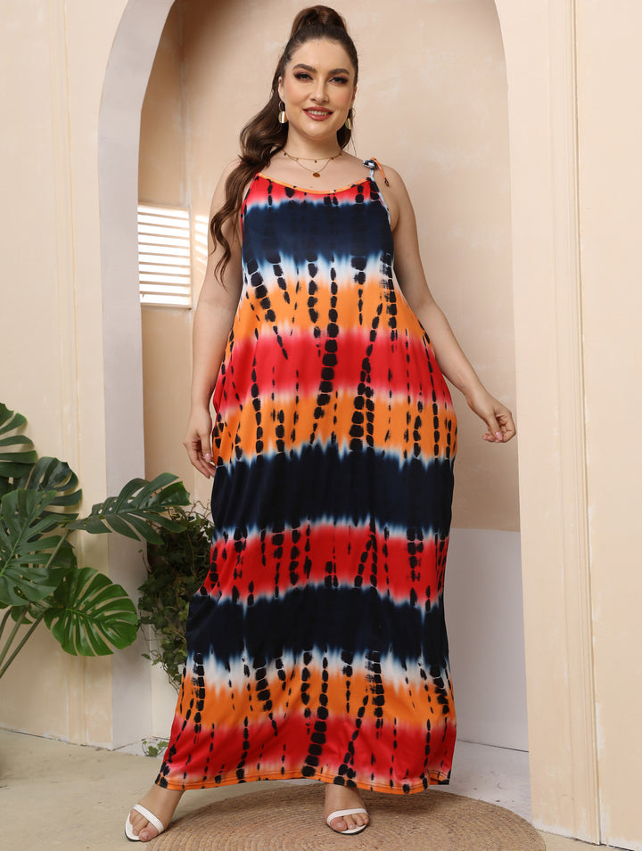 Women's airy maxi dress with colorful tie-dye pattern Mune Fashion