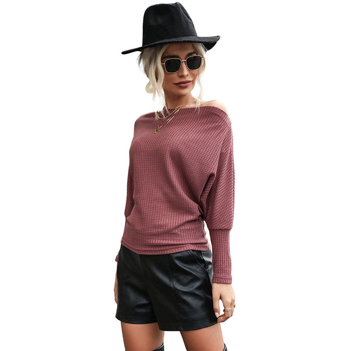 Women's Off-Shoulder Structured Knit Sweater with Wide Carmen Neckline Mune Fashion