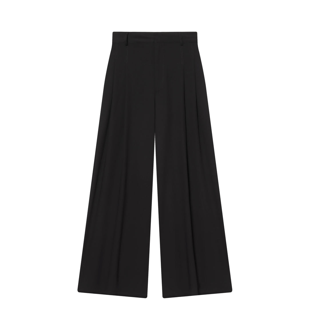 Women's high-waisted wide pleated trousers with wide leg and crease Mune Fashion