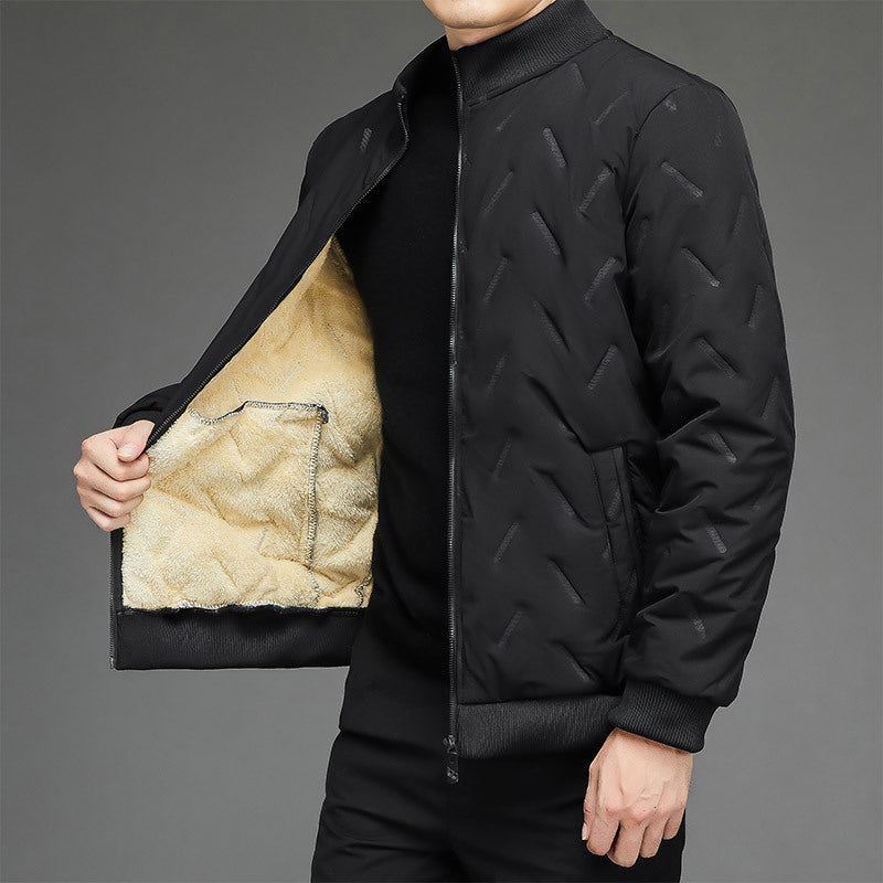 Men's lightweight quilted city insulation jacket with diagonal structure, stand-up collar, and two-way zipper Mune Fashion