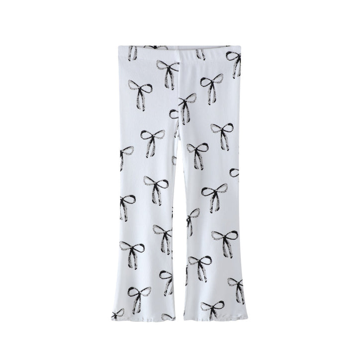 Girls flared leggings with sweet bow motif Mune Fashion