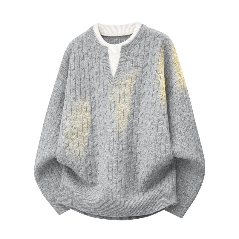 Women Oversize Cable Knit Sweater with High Roll Neck and Button Placket Mune Fashion