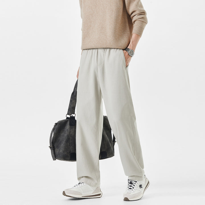 Men's loosely cut cotton blend pants with elastic comfort waistband Mune Fashion