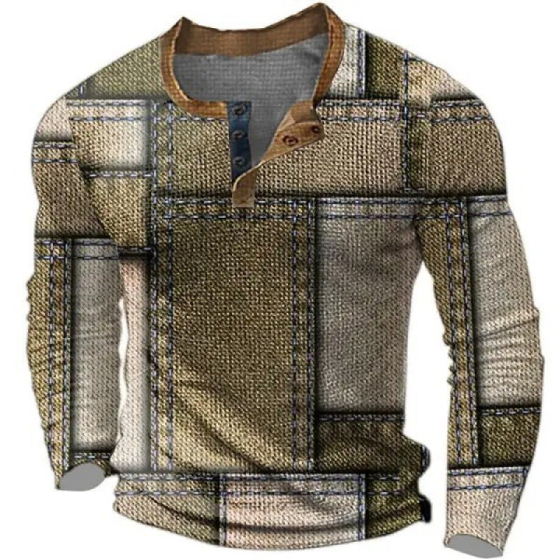 Men's sporty long-sleeve shirt with button placket Mune Fashion