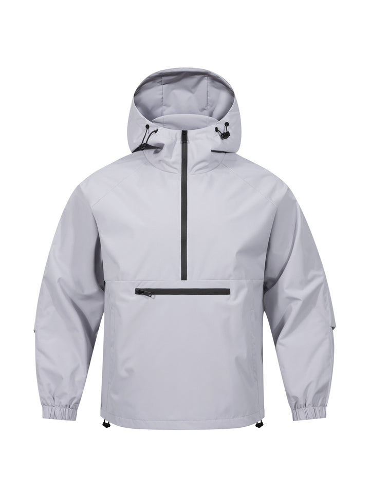 Men's Wind and Water Repellent Anorak Pullover Jacket with Half Zip and Kangaroo Pocket Mune Fashion