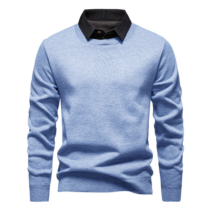Men's fine knit sweater with integrated shirt collar and slim silhouette Mune Fashion