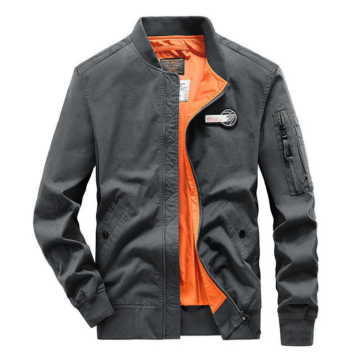 Men's bomber jacket in pilot style with contrasting inner lining and arm pocket Mune Fashion
