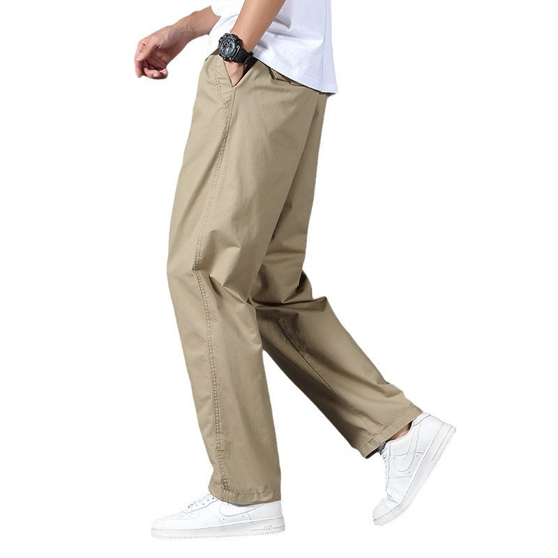 Men's Casual Relaxed-Fit Chino Pants made of Cotton Blend with Elastic Waistband Mune Fashion