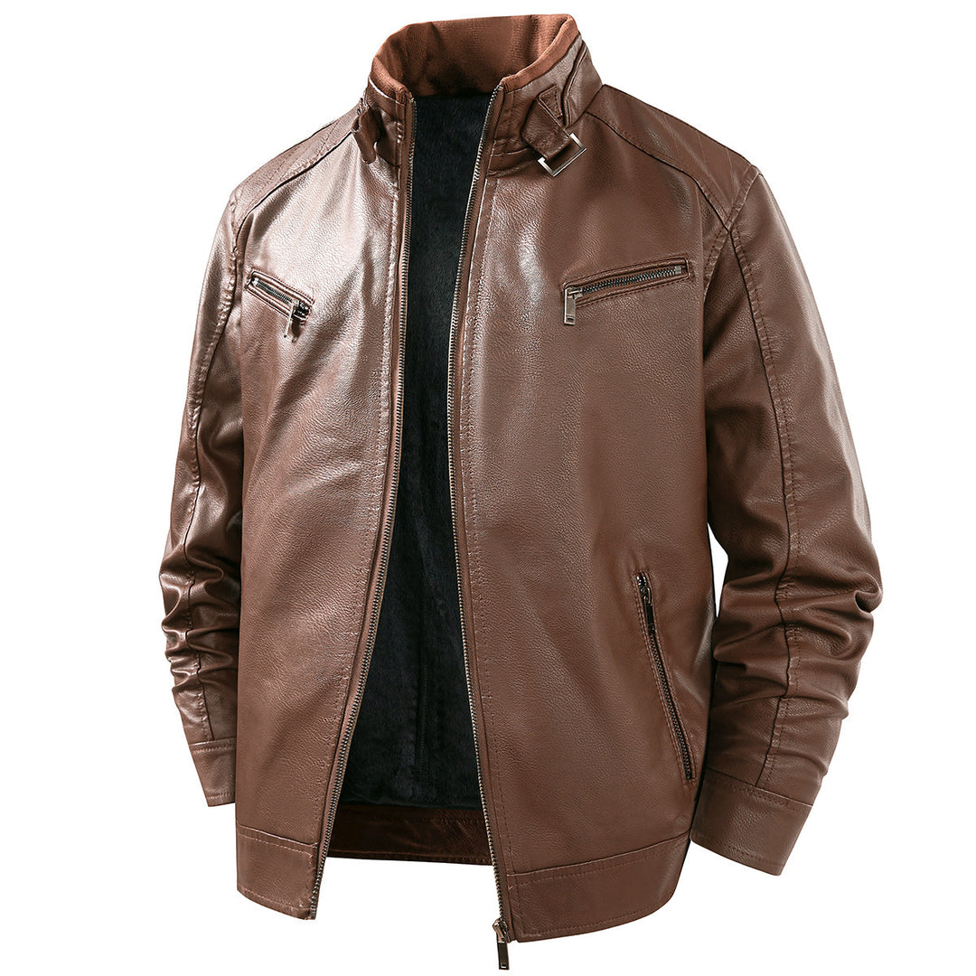 Men's Fashion Leather Jacket with Fleece Lining Mune Fashion