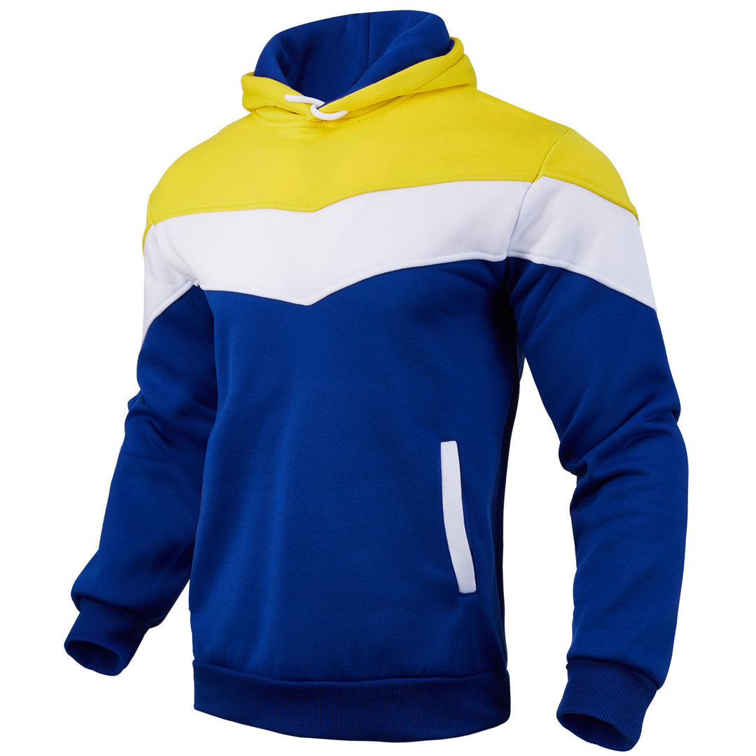 Men's Colorblock Hoodie with High Funnel Collar, Hidden Side Pockets and Ribbed Cuffs Mune Fashion