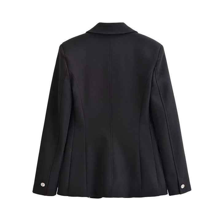 Women Timeless Tailored Blazer with Single Button Closure, Notched Lapel and Flap Pockets Mune Fashion