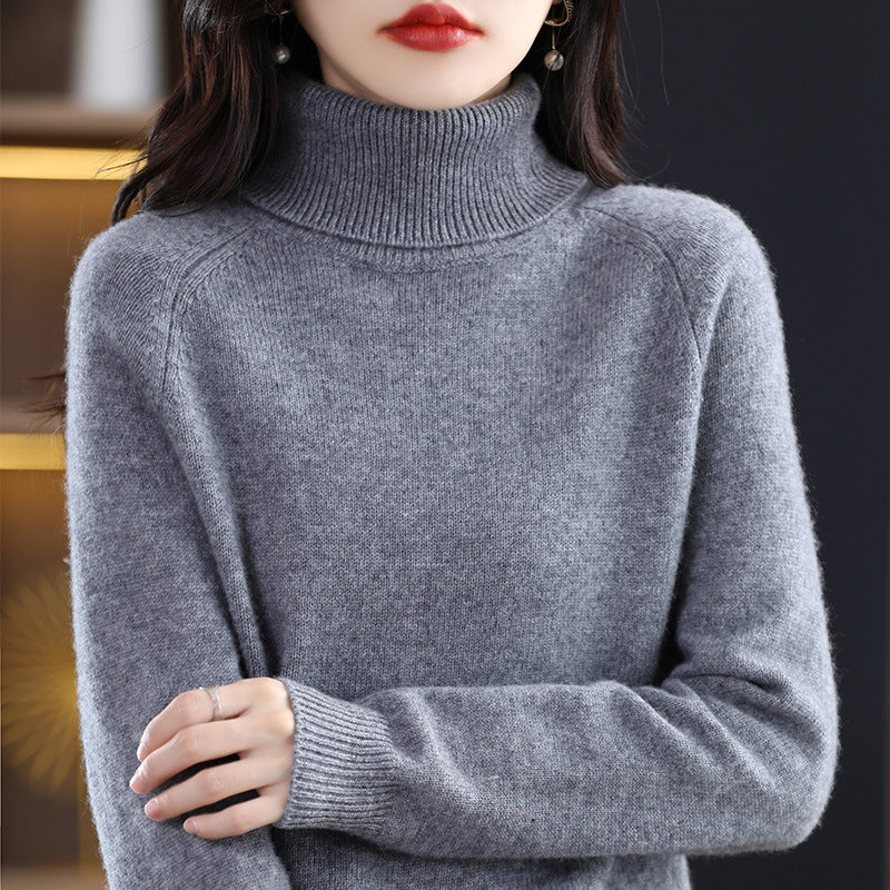 Women's Soft High Collar Sweater made of fluffy Wool Mix with Raglan Sleeves Mune Fashion