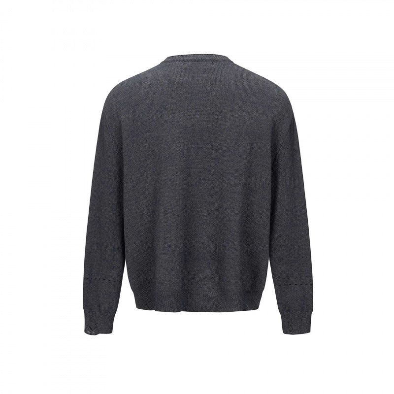 Unisex Boxy Knit Cardigan with Round Neck, Continuous Button Placket and Ribbed Finishes Mune Fashion