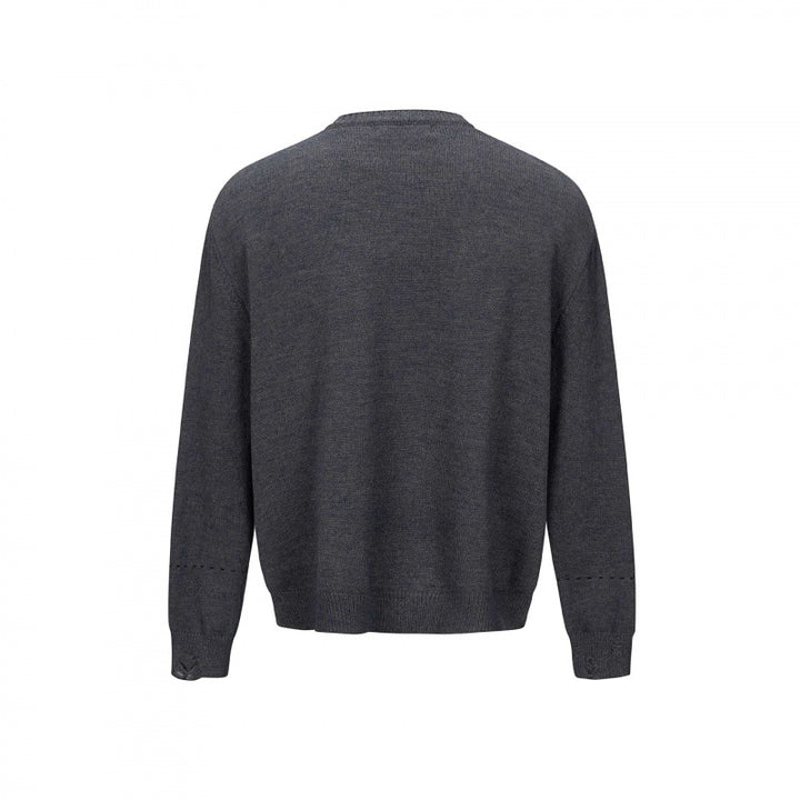 Unisex Boxy Knit Cardigan with Round Neck, Continuous Button Placket and Ribbed Finishes Mune Fashion