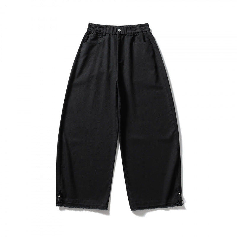 Women Wide High Waist Balloon Pants with Elastic Waistband, Side Pockets, and Drawstring Hem Mune Fashion