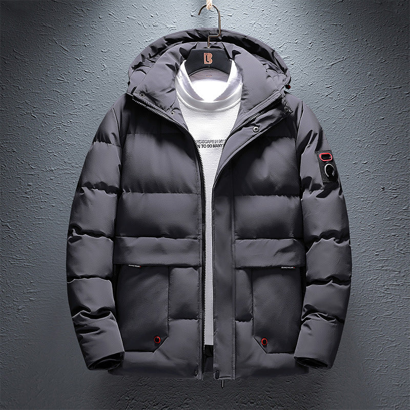 Men's Padded Short Parka with Hood, Water-Repellent Surface and Utility Pockets Mune Fashion
