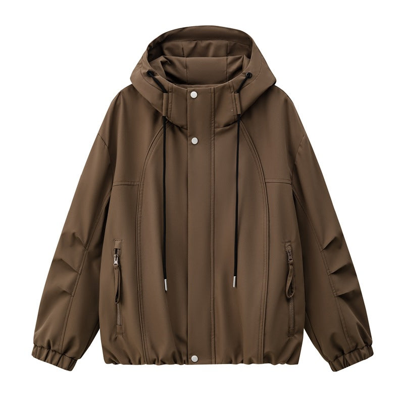 Men's Lightweight Hooded Utility Transition Jacket with Water-Repellent Outer Shell and Elastic Hem Mune Fashion