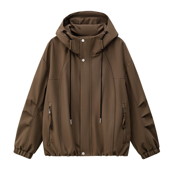 Men's Lightweight Hooded Utility Transition Jacket with Water-Repellent Outer Shell and Elastic Hem Mune Fashion