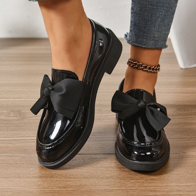 Damen Loafer mit Karo‑Muster und Schleifenapplikation Mune Fashion