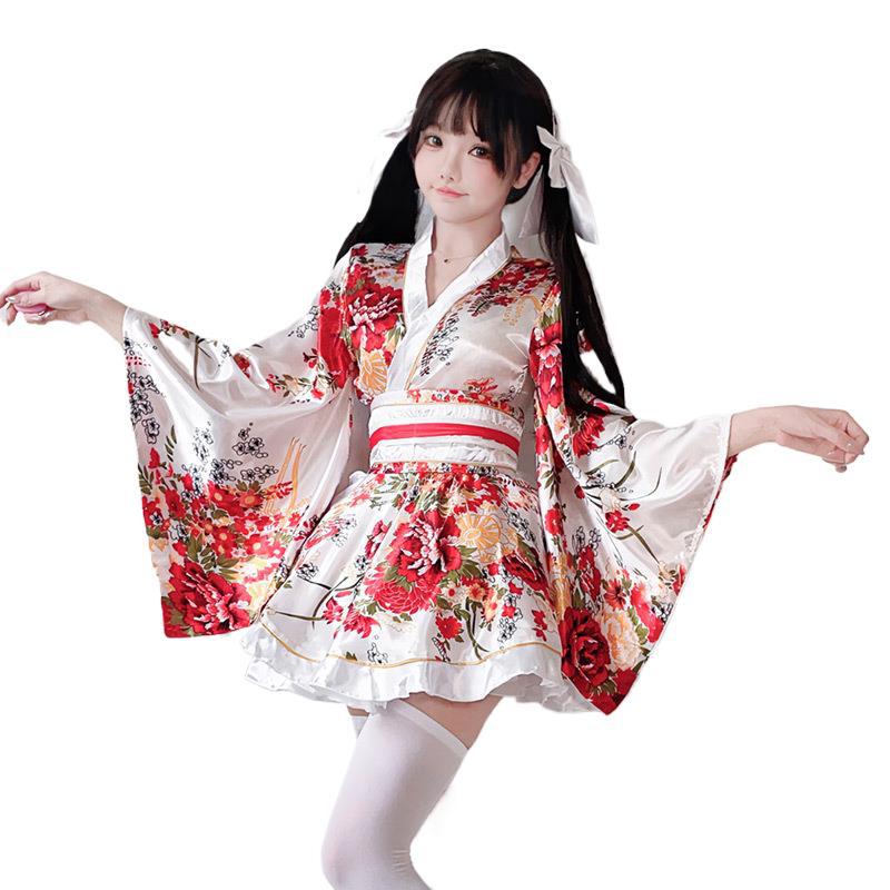 Women's traditional kimono dress with flowing sleeves and floral pattern Mune Fashion