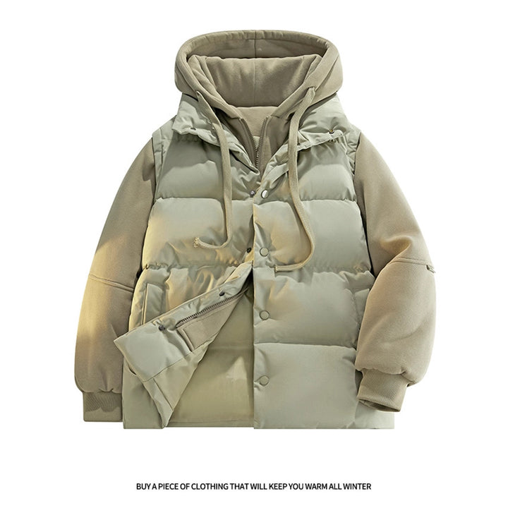 Men's Nano Hybrid Padded Jacket with Fleece Sleeves, Hood and Concealed Snap Fastener Mune Fashion