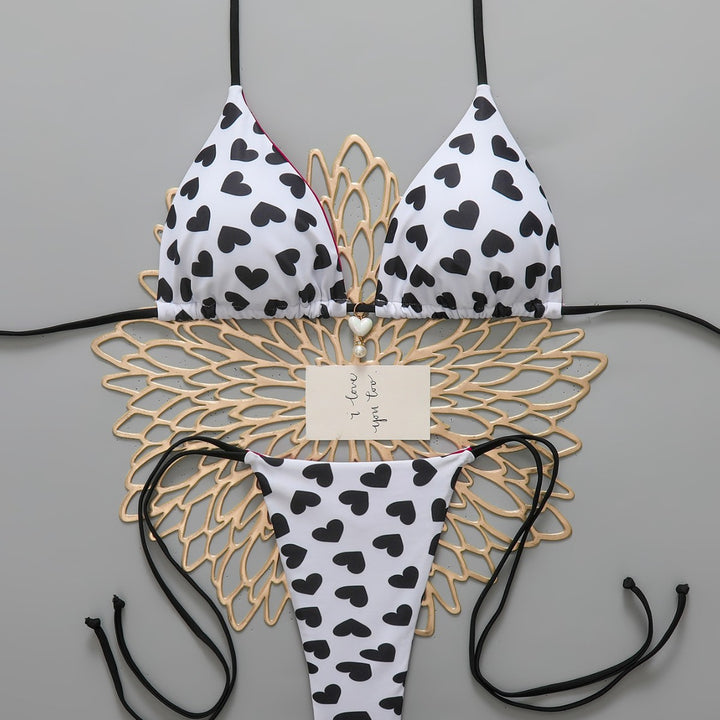 Women's Triangle Bikini with Hearts Mune Fashion