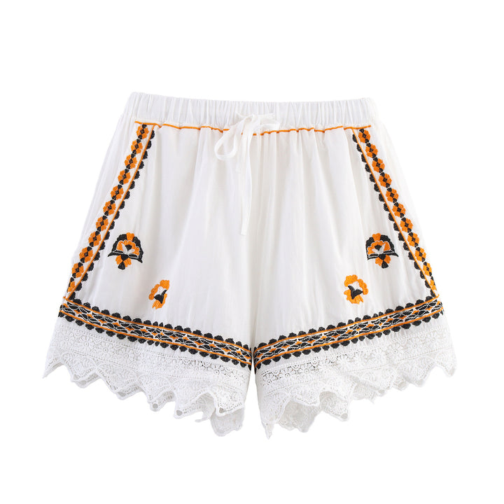 Women's Embroidered Boho Blouse with Wide Bell Sleeves and Lace Hem Mune Fashion