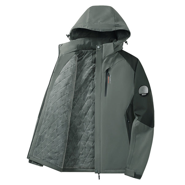 Men's two-toned softshell outdoor jacket with windproof membrane, adjustable hood and concealed chest pocket Mune Fashion
