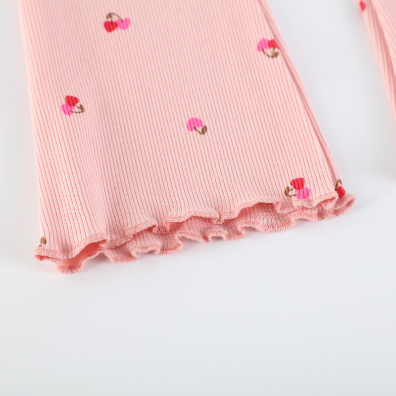 Girls flared leggings with floral accents Mune Fashion
