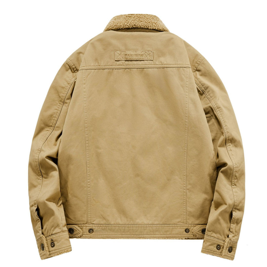 Men's Sherpa-lined canvas field jacket with shirt collar and utility pockets Mune Fashion
