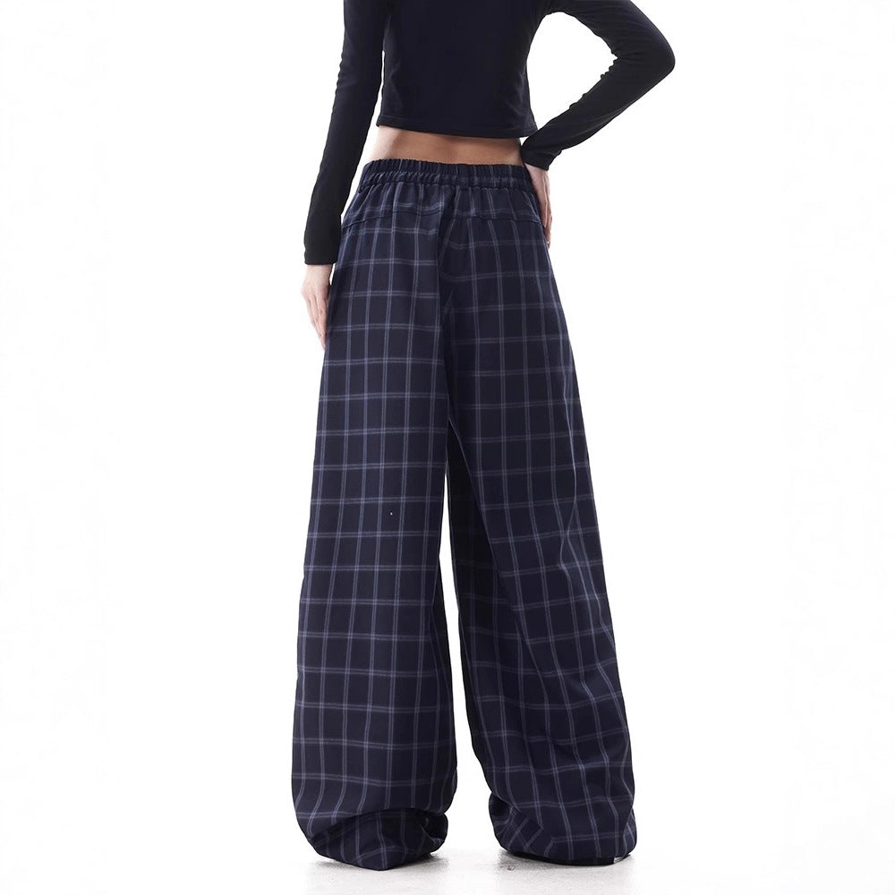 Women's Wide-Cut Carrot Pants with Check Pattern Mune Fashion