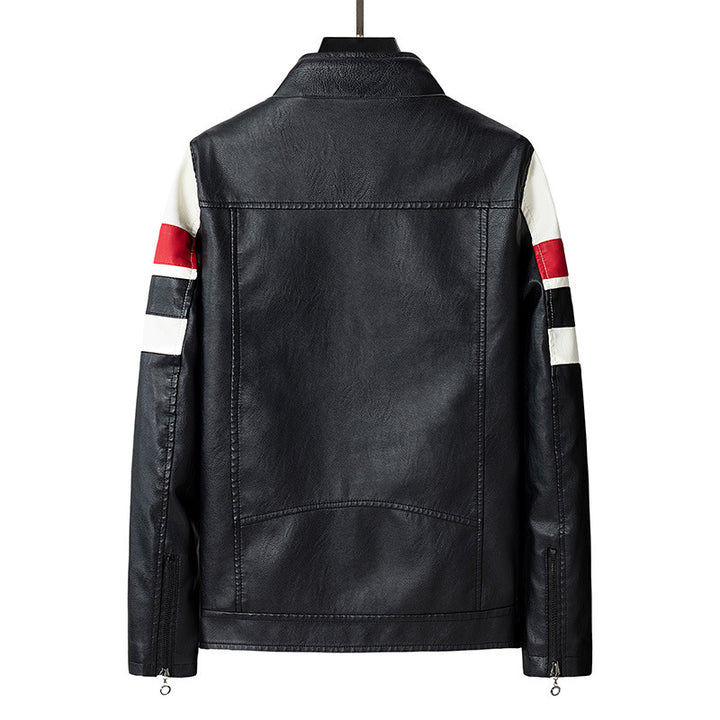 Men's sporty leather jacket in biker style Mune Fashion