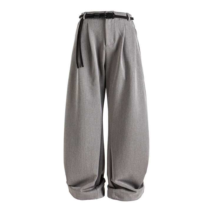 Women wide high-waisted jeans with pleats, drawstring belt, and culotte cut Mune Fashion