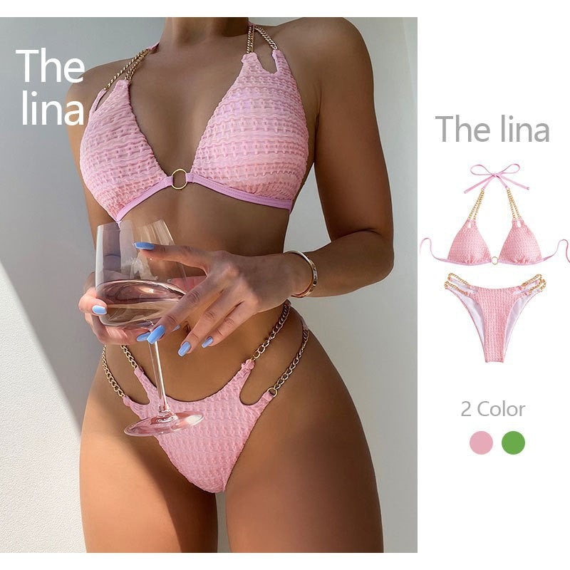 Women's triangle bikini with characteristic chain design Mune Fashion