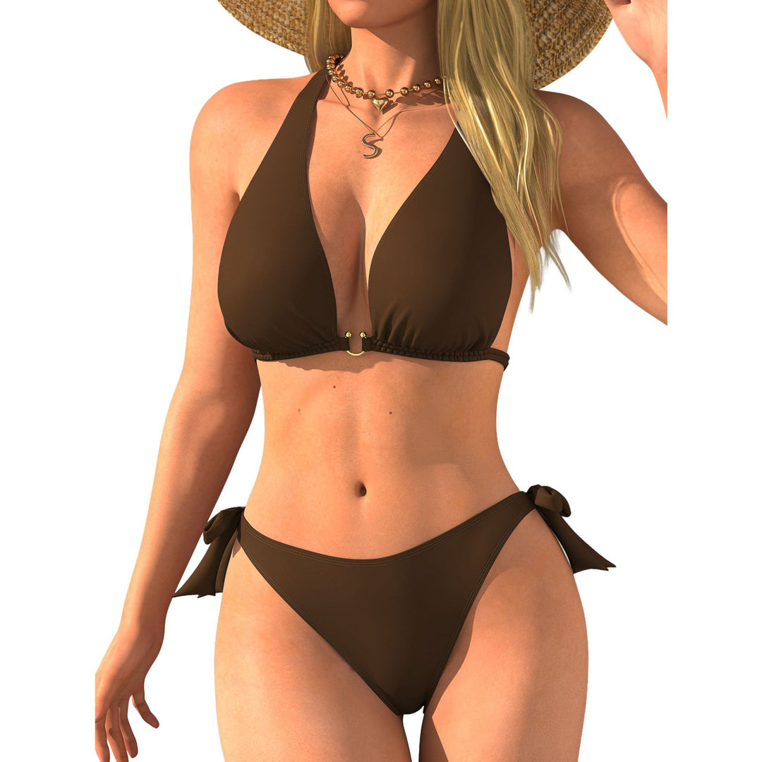 Women's triangle bikini with back strap and sensual V-neck Mune Fashion
