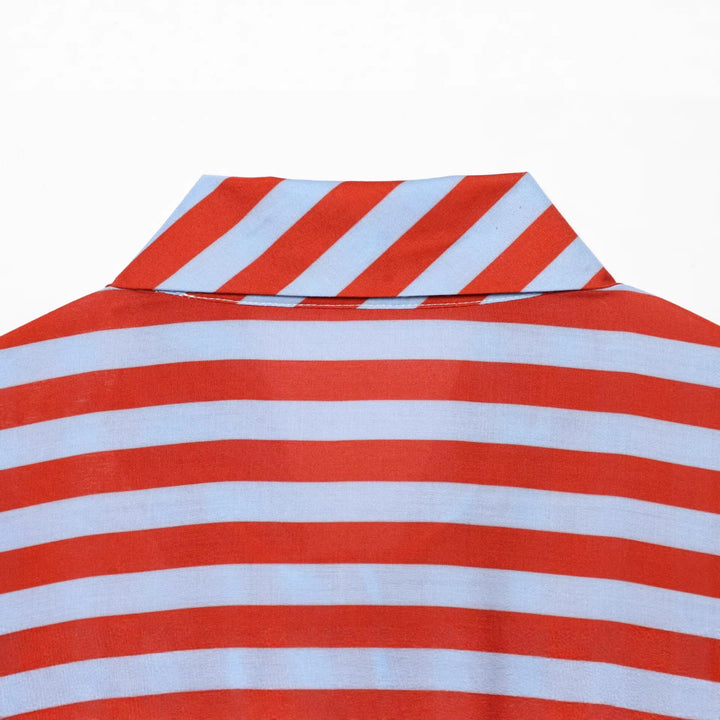 Women's blouse with tie and striking vertical stripes, loose oversized fit Mune Fashion