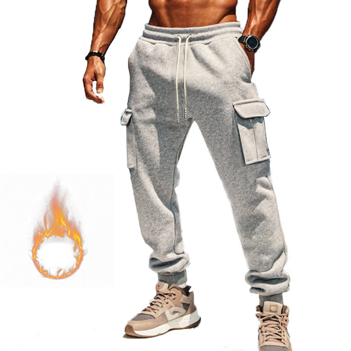 Men's Thermal Cargo Joggers with Fleece Lining, Tapered Cut & Multiple Pockets