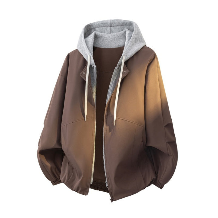 Unisex Oversized Jacket in Layered Look with Integrated Contrast Hood and Elastic Hem Mune Fashion