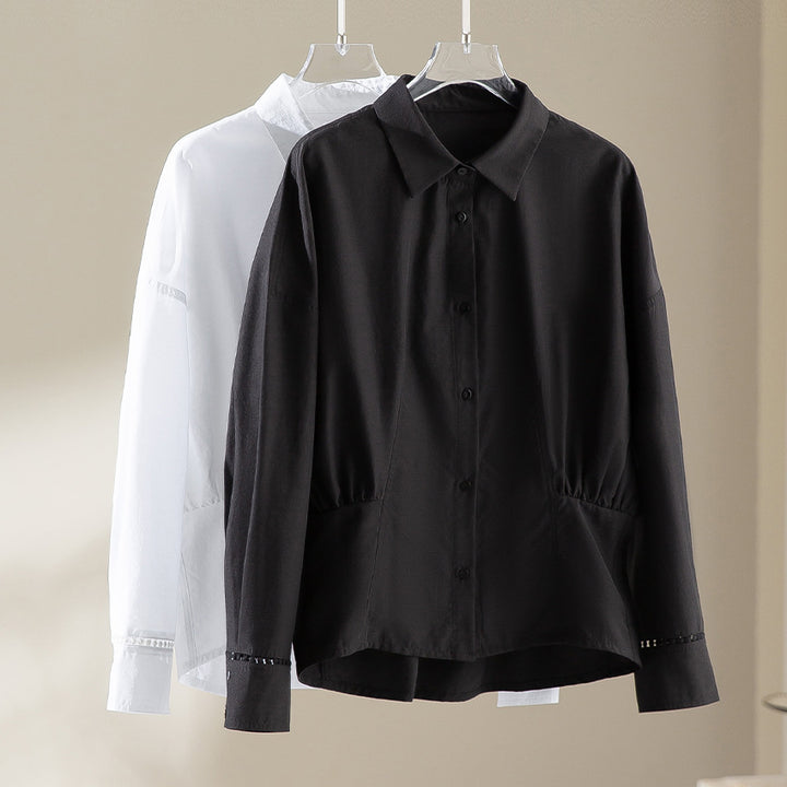 Women's cotton blouse with side gather and casual oversized silhouette Mune Fashion