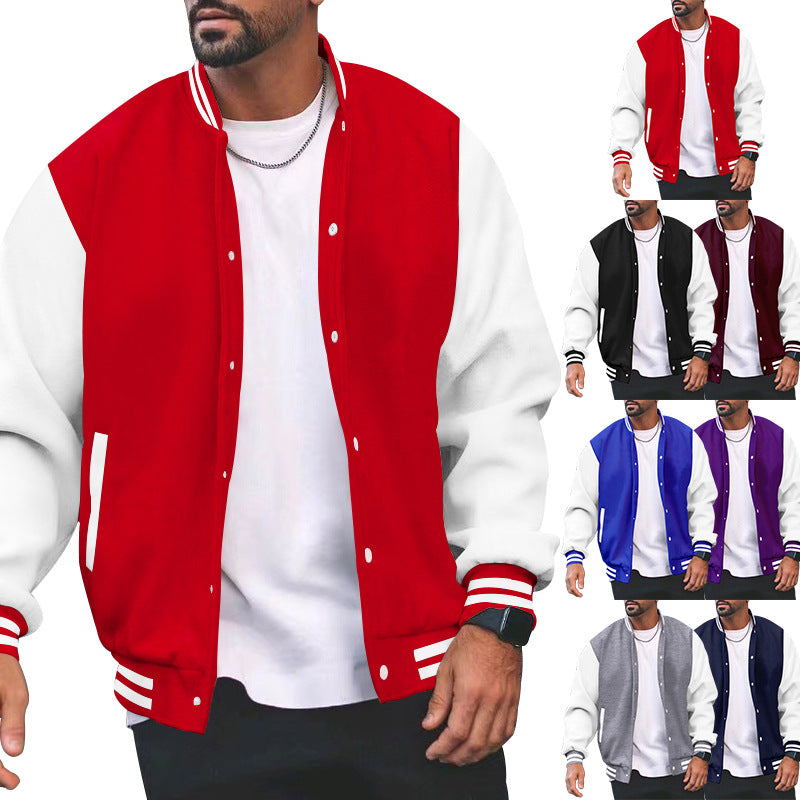 Men's classic college jacket in baseball style with contrasting sleeves and ribbed cuffs Mune Fashion