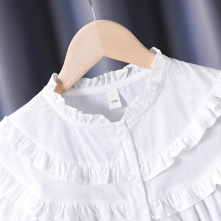 Girl Ruffle Blouse with Elegant Button Placket Mune Fashion