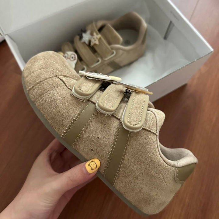 Women's suede sneakers with practical Velcro closures and playful charms Mune Fashion