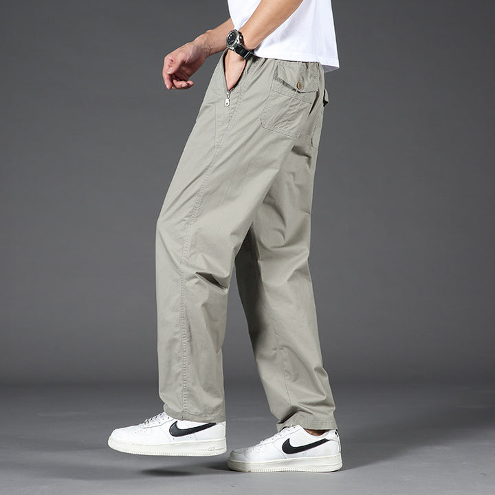 Men's Light Relaxed-Fit Chino Pants with Elastic Waistband & Straight Leg Mune Fashion