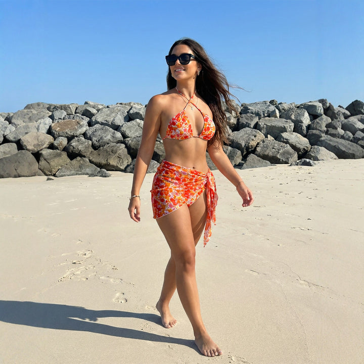 Women's Triangle Bikini with Playful Flower Design Mune Fashion