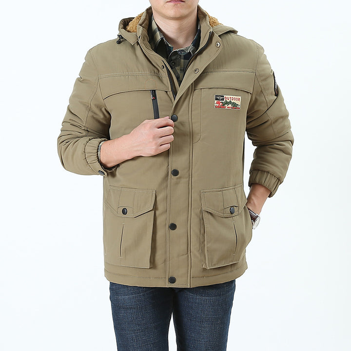 Men's Windproof Hooded Parka with Teddy Lining, Multiple Pockets and Patch Details Mune Fashion