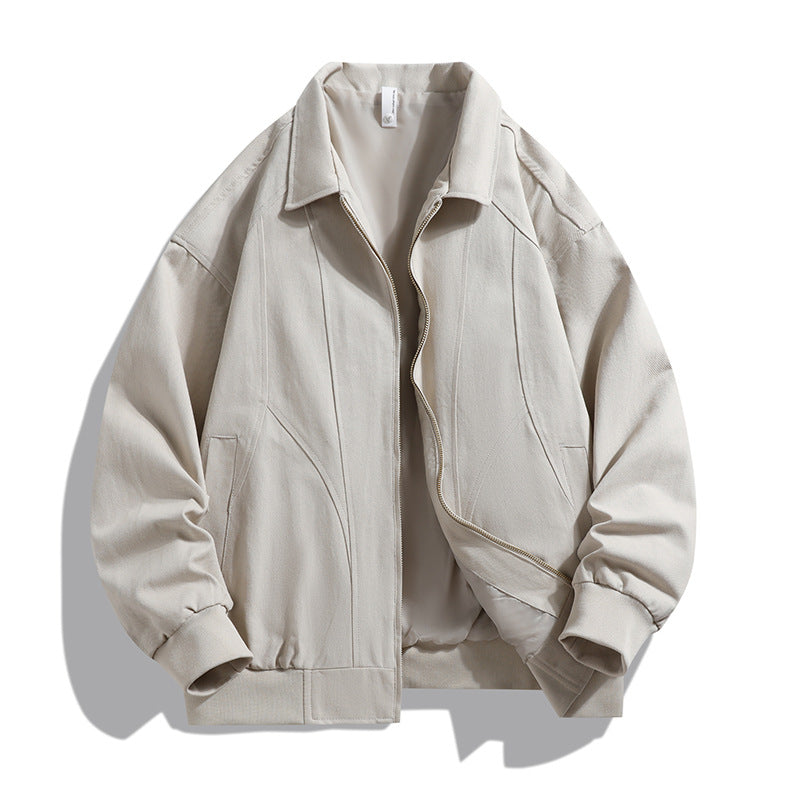 Men's  oversized collared zip-up lined utility bomber jacket with angled welt pockets Mune Fashion