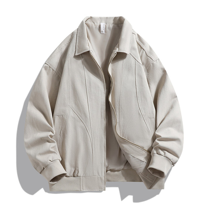 Men's  oversized collared zip-up lined utility bomber jacket with angled welt pockets Mune Fashion