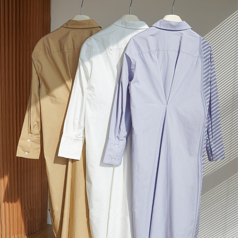 Women's shirt dress made of cotton poplin with asymmetric wrap detail Mune Fashion