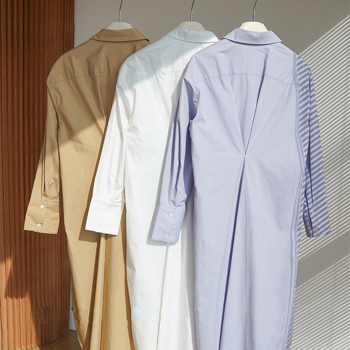 Women's shirt dress made of cotton poplin with asymmetric wrap detail Mune Fashion
